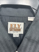 New Men’s ELY Cattleman Black Designed Long Sleeve Pearl Snap 17.5 X 35 XL R-49