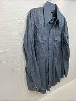 New Men’s Champion Western Jean Design Blue Long Sleeve Pearl Snap Large Q-88