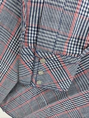 New Men’s Champion Western MultiColor Plaid Long Sleeve Pearl Snap Medium M-32