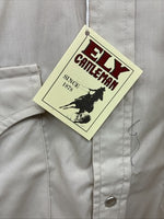 New Men’s ELY Cattleman Tan Short Sleeve Pearl Snap 16 Large AA-13