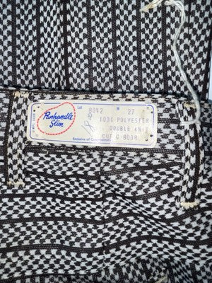 New Vintage Black And White Checkered Panhandle Slim Polyester Pants #8042 SS-53