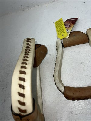 New Tough 1 White Rawhide Laced 3” Stirrups #57-1422 FF-10