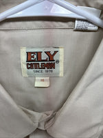 New Men’s ELY Cattleman Tan Short Sleeve Pearl Snap 16 Large AA-13