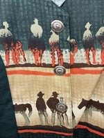 New Women’s Roughrider Western Design Long Sleeve Button Up Crop Small YY-52