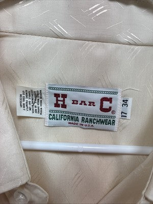 New Men’s H Bar C Tan Designed Long Sleeve Pearl Snap 17 X 34 XL X-104