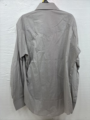 New Men’s Champion Western Gray Embroidered Long Sleeve Pearl Snap Large Q-55