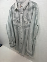 New Men’s H Bar C Gray Stripe Long Sleeve Pearl Snap 16.5 Large X-51