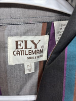 New Men’s ELY Cattleman Multicolor Stripe Long Sleeve Pearl Snap Medium Q-95