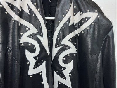 New 1849 Authentic Ranchwear Black White Leather Show Jacket 3XL QQ-13