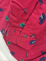 New Men’s Wrangler Pink Western Print Design Long Sleeve Button Up XL M-92