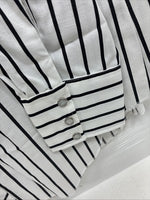 New Men’s H Bar C Black White Stripe Long Sleeve Pearl Snap 16.5 X 34 Large R-28