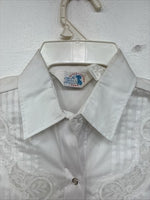 New Women’s Miss Rodeo White Long Sleeve Pearl Snap Size 13/14 TT-31 