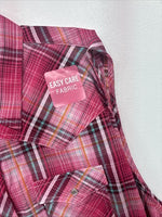 New Women’s Cumberland Pink Plaid Short Sleeve Pearl Snap 2XL GG-13