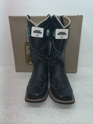 New Youth Black Smoky Mountain Cowboy Boots. 3343 Y 3.5 3 1/2. 22-37