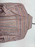 New Men’s Tem Tex Pink Stripe Long Sleeve Pearl Snap 15.5 X 33 Medium AA-91