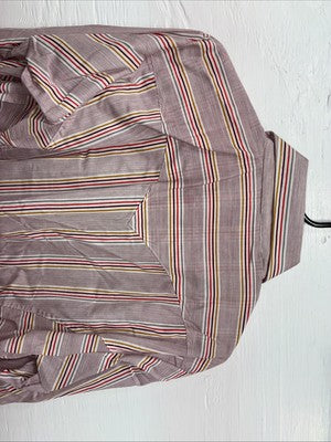 New Men’s Tem Tex Pink Stripe Long Sleeve Pearl Snap 15.5 X 33 Medium AA-91