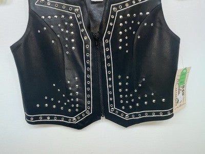 New Women’s Black 1849 Authentic Ranchwear Cut Off Zip Up Vest S #77872 3B-70