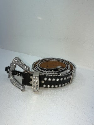 New Black Genuine Leather Nocona Silver Bling L Belt #N3466401 Z-100
