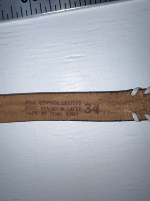 New Brown Genuine Leather Beaded 34” Belt Z-121