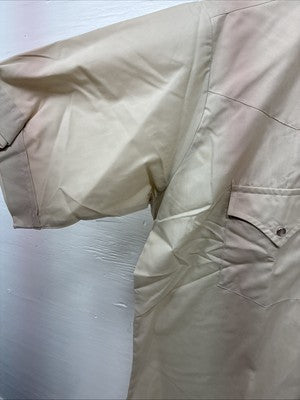 New Men’s ELY Cattleman Tan Short Sleeve Pearl Snap 16 Large AA-13