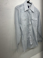 New Men’s Blue Panhandle Slim Long Sleeve Pearl Snap Shirt 15x34 M P-78