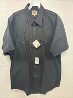 New Men’s ELY Cattleman Black Short Sleeve Pearl Snap 16.5 Large X-16