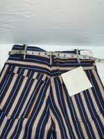 New Vintage Blue And Brown Striped Fenton Polyester Pants #656 SS-76