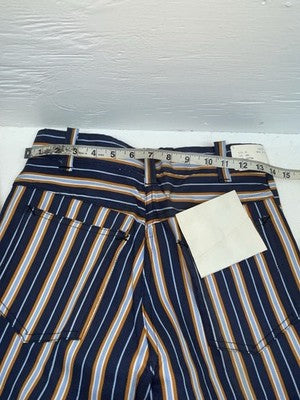 New Vintage Blue And Brown Striped Fenton Polyester Pants #656 SS-76