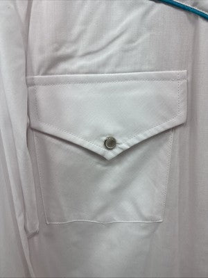 New Men’s ELY Diamond White Western Print Long Sleeve Pearl Snap Large V-35