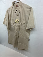 New Men’s ELY Cattleman Tan Short Sleeve Pearl Snap 16 Large AA-13