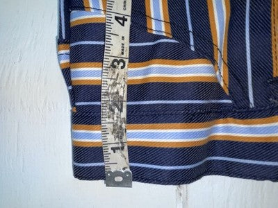 New Vintage Blue And Brown Striped Fenton Polyester Pants #656 SS-76