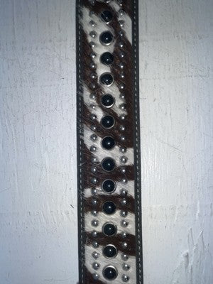 New Cow Print Genuine Leather Nocona Black Stud 46” Belt #N2440501 NN-136