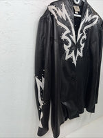 New Women’s Black White Leather Jacket 2XL RR-22