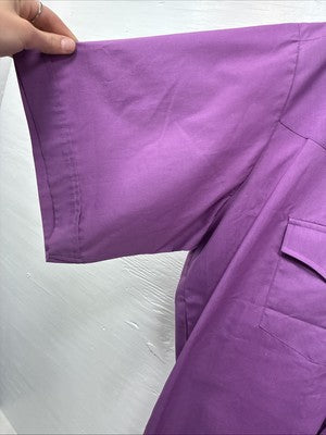 New Men’s ELY Cattleman Purple Simple Short Sleeve Pearl Snap 17 XL M-76
