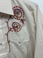 New Men’s Champion Western Tan Embroidered Long Sleeve Pearl Snap 15 Medium K-90