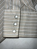 New Men’s Tan Stripped ELY Cattleman Pearl Snap Long Sleeve Shirt 16.5x34 L P-29