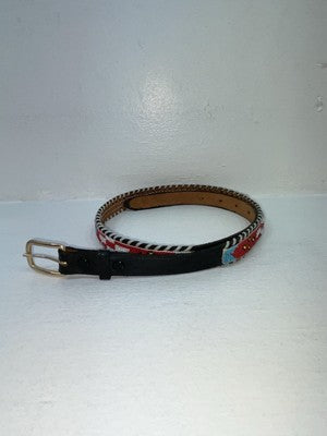 New Black Genuine Leather Beaded 32” Belt Z-36