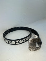 New Black Genuine Leather Nocona Silver Pendent 42” Belt #N2235601 NN-116
