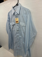 New Men’s H Bar C Baby Blue Long Sleeve Pearl Snap 15.5 Medium K-101