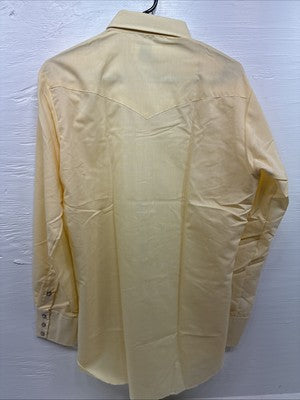 New Men’s Mesquite Yellow Long Sleeve Pearl Snap 15.5 X 34 Medium R-24