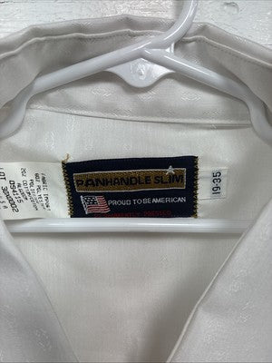New Men’s Panhandle Slim White Designed Long Sleeve Pearl Snap 19 3XL M-81