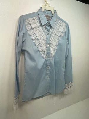 New Women’s Blue H Bar C Long Sleeve Button Up Shirt 3B-73