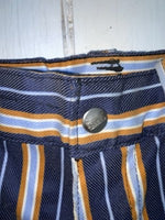 New Vintage Blue And Brown Striped Fenton Polyester Pants #656 SS-76