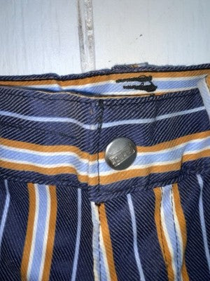 New Vintage Blue And Brown Striped Fenton Polyester Pants #656 SS-76
