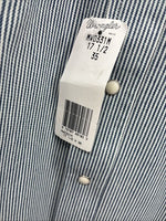 New Men’s Wrangler Blue White Stripe Long Sleeve Pearl Snap 17.5 X 35 XL T-25