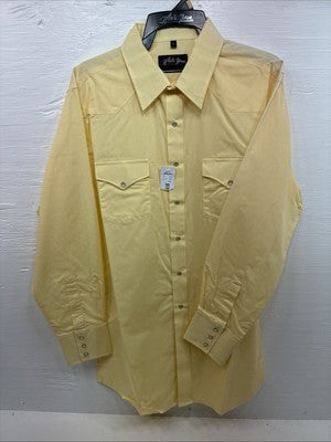 New Men’s White Horse Yellow Western Long Sleeve Pearl Snap Large AA-45
