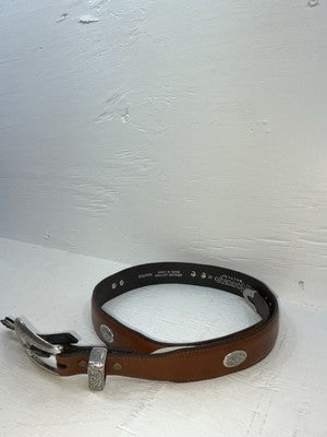 New Brown Genuine Leather Nocona Silver Pendent 32” Belt #N2427002 JJ-30