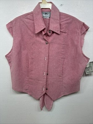 New Women’s Cowboy Threads Pink Sleeveless Button Up Size Small TT-50