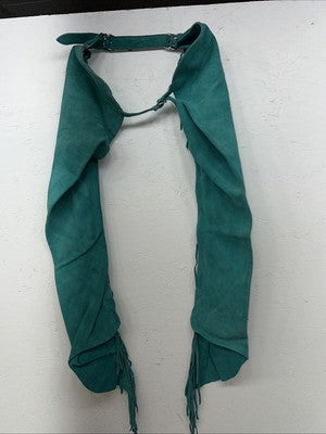 NOS Turquoise Whitman Show Chaps With Fringe Adjustable Waist 35” Small L-26