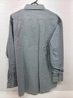 New Men’s Wrangler Blue White Stripe Long Sleeve Button Up 17.5 X 35 XL T-70